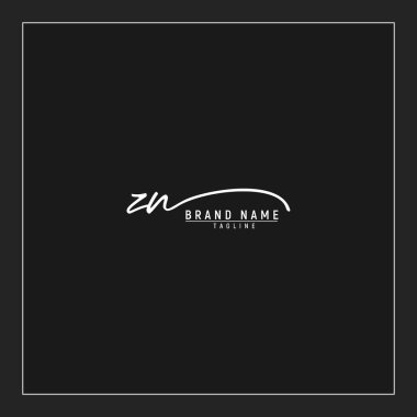 lüks ilk ZN logosu imzalı el yazısı imzası siyah arkaplanda izole edildi