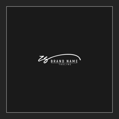 lüks ZS başlangıç logosu imzalı el yazısı imzası siyah arkaplanda izole edildi