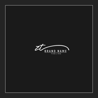 lüks ilk ZT logosu imzalı el yazısı imzası siyah arkaplanda izole edildi