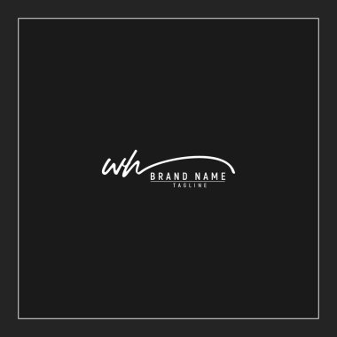 lüks ilk WH logosu imzalı el yazısı imzası siyah arkaplanda izole edildi