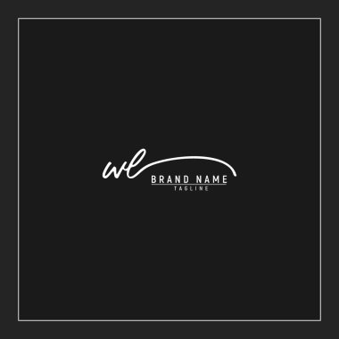 lüks WL başlangıç logosu imzalı el yazısı imzası siyah arkaplanda izole edilmiş