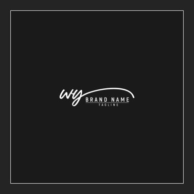 lüks ilk WY logosu imzalı el yazısı imzası siyah arkaplanda izole edildi