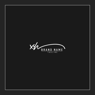 XH logosunun baş harfleri siyah arkaplanda izole edilmiş el yazısı imzası.