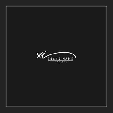 XI logosunun baş harfleri siyah arkaplanda izole edilmiş el yazısı imzası