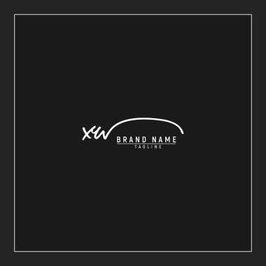 lüks XW başlangıç logosu imzalı el yazısı imzası siyah arkaplanda izole edilmiş