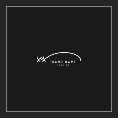 XX logosunun baş harfleri siyah arkaplanda izole edilmiş el yazısı imzası.