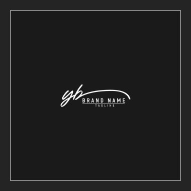 lüks ilk YB logosu imzalı el yazısı imzası siyah arkaplanda izole edildi