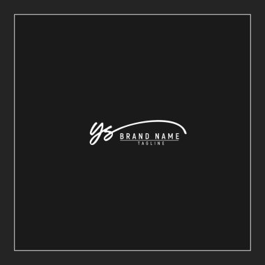 Lüks YS başlangıç logosu imzalı el yazısı imzası siyah arkaplanda izole edilmiş