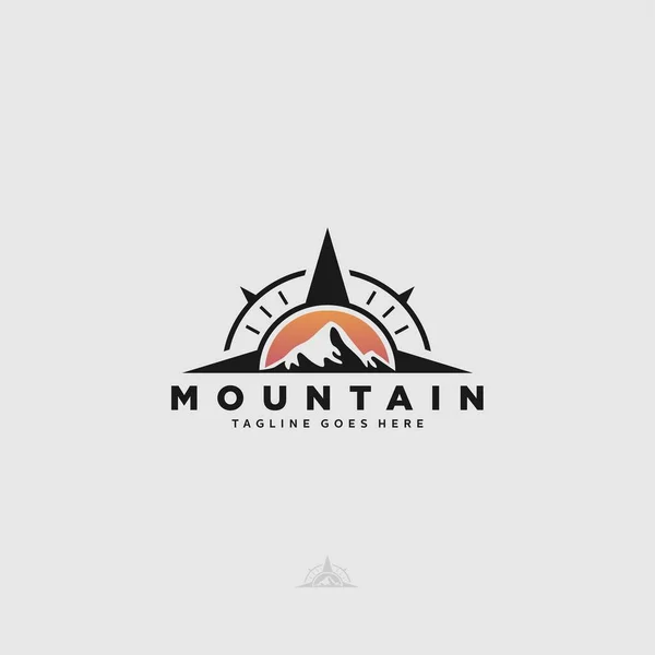 Brújula Montaña Icono Logo Vector Diseño Inspiración — Vector de stock