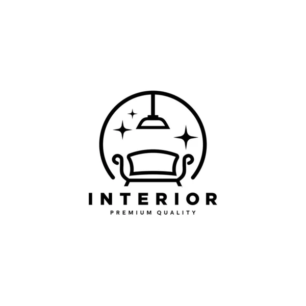 Minimal Interior Furniture Logo Shiny Armchair Lighting Symbol Vector Design — Stock Vector
