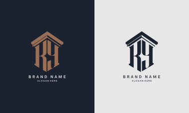 Sütun elementli KY logosunun baş harfleri. Hukuk firması için en iyisi, yasal, avukat vektör monogram tasarımı.