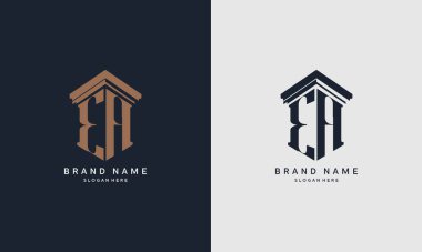 Sütun elementi ile EH logosunun baş harfleri. Hukuk firması için en iyisi, yasal, avukat vektör monogram tasarımı.