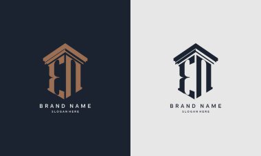 Sütun elementli baş harfler EN logosu. Hukuk firması için en iyisi, yasal, avukat vektör monogram tasarımı.