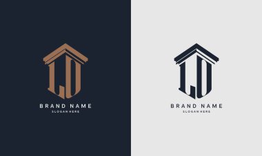 LO logosunun baş harfleri ve sütun elemanı. Hukuk firması için en iyisi, yasal, avukat vektör monogram tasarımı.