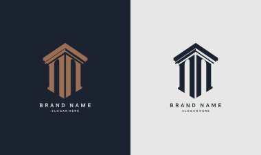 Sütun elementli NN logosunun baş harfleri. Hukuk firması için en iyisi, yasal, avukat vektör monogram tasarımı.