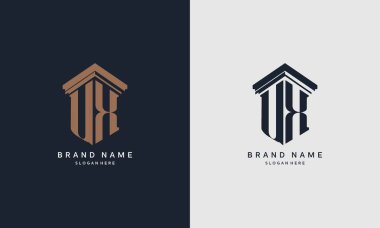 Sütun elementli UX logosunun baş harfleri. Hukuk firması için en iyisi, yasal, avukat vektör monogram tasarımı.