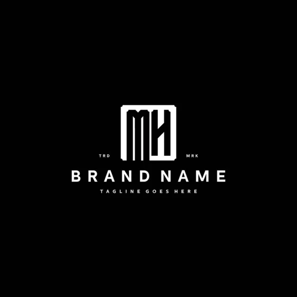 Monogram Logo Initials Square Rectangular Shape Isolated Black Background Initials — Vector de stock