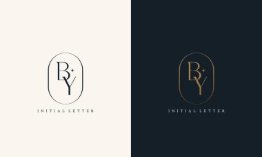 Altın daire çerçeveli logo monogramı. Lüks paraf tasarımı minimal modern yazı tipi.