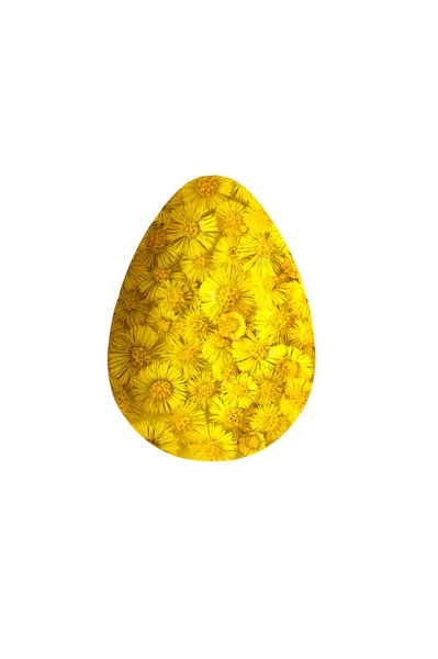 Fondo Mínimo Pascua Con Una Silueta Huevo Hecho Flores Amarillas — Foto de Stock