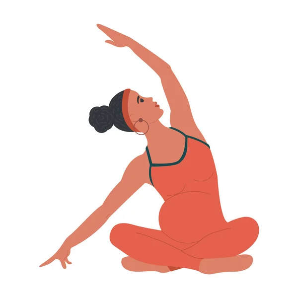 Mujer Embarazada Está Haciendo Yoga Ilustración Vectores Planos Aislados — Archivo Imágenes Vectoriales