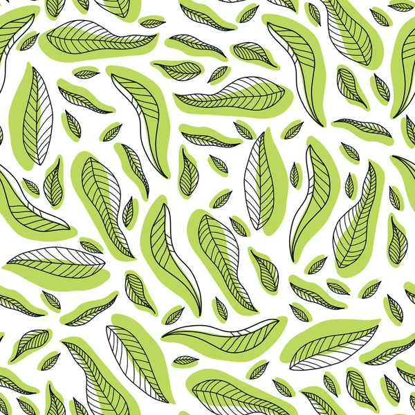 Naadloze Bloemenpatroon Groene Bladeren Witte Achtergrond Perfect Voor Wikkels Wallpapers — Stockfoto
