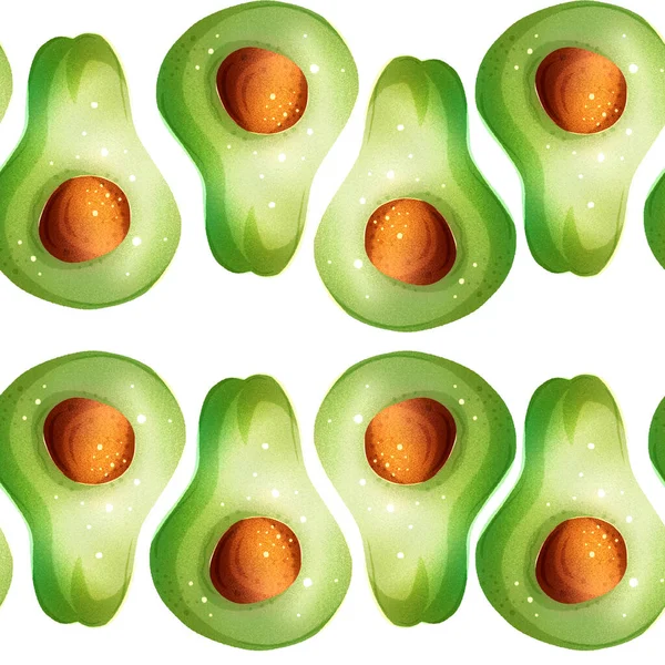 Geometrisch Naadloos Patroon Van Helften Van Avocado Sappige Groenten Een — Stockfoto