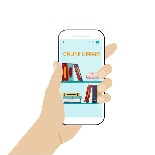 Book Ordering Smartphone Conception Online Library Book Online Store Lovers — Stok Vektör