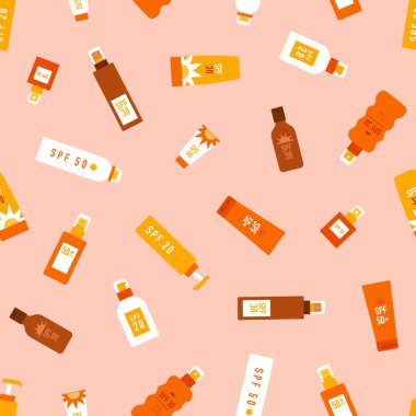 Vektör spf kozmetik, palmiye yaprakları pürüzsüz desen