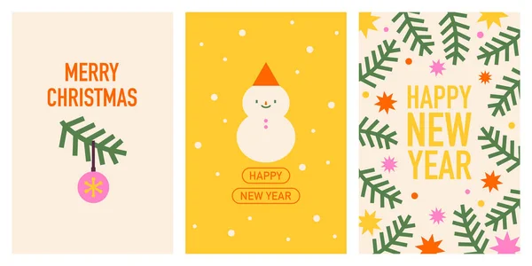 Jogo de Natal e cartões de Ano Novo — Vetor de Stock