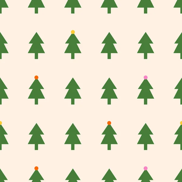 Kleine groene dennenbomen. Kerst vector patroon — Stockvector