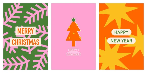 Conjunto de tarjetas de Navidad y Año Nuevo — Archivo Imágenes Vectoriales