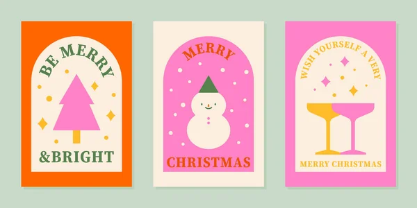 Conjunto de cartões modernos de Natal. Ilustração vetorial — Vetor de Stock