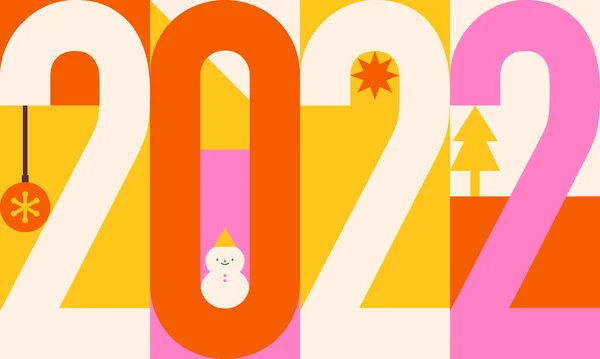 2022 yılbaşı afişi. Modern geometri tarzı tasarım — Stok Vektör