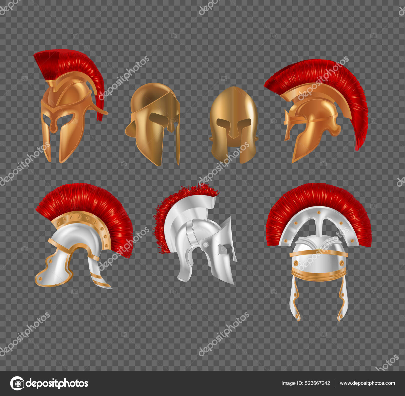 Ancient Greek Warrior Helmet Set Spartan Antique Bronze Protective Headgear  Stock Vector by ©ideyweb 523667242, image size:1600x1561