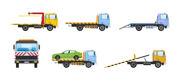 Φορτηγό Ρυμουλκό Έτοιμο Φορτηγό Αυτοκίνητο Για Ρυμούλκηση Των Μεταφορών Φορτηγά — Διανυσματικό Αρχείο