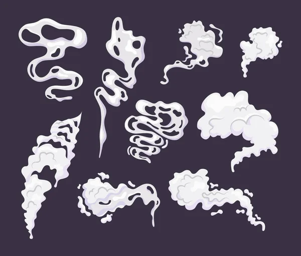 Comic Smoke Cloud Set Smoking Cartoon Steam Clouds Motion Sprite — Stock Vector