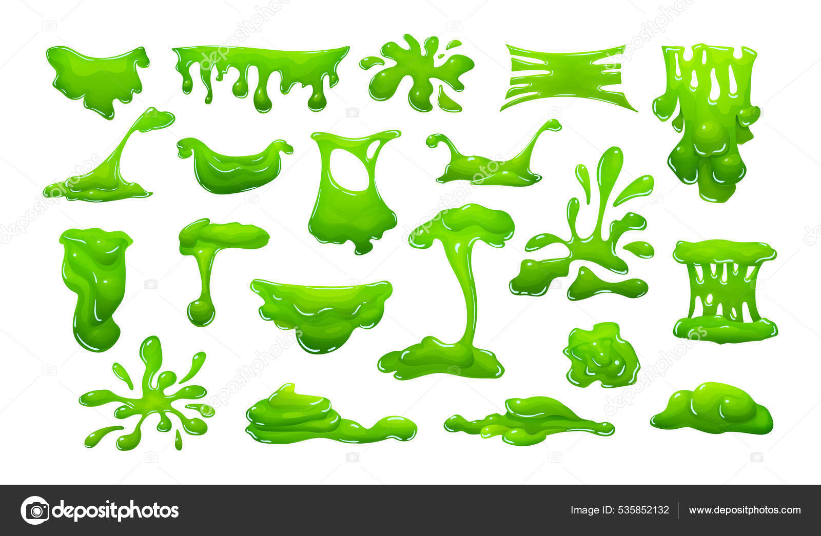 Realistic Green Slime Shape Dripping Blob Splashes Smudges Green Goo Stock  Vector by ©ideyweb 535852132