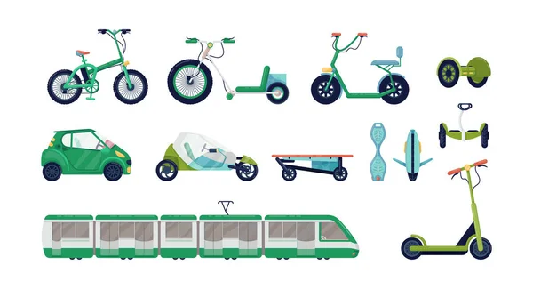 Transporte Urbano Eléctrico Moderno Bicicleta Giroscooter Scooter Bicicleta Coche Eléctrico — Vector de stock