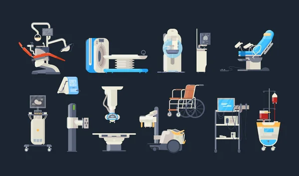 Medische Diagnostische Apparatuur Voor Ziekenhuizen Medische Hulpmiddelen Gezondheidszorg Monitoring Tomografie — Stockvector