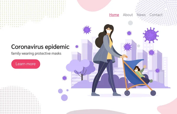 Coronavirus Cina Nuovo Wuhan Coronavirus 2019 Ncov Famiglia Con Bambini — Vettoriale Stock