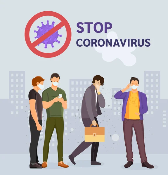 Coronavirus China Wuhan Coronavirus 2019 Ncov Detener Virus Corona Grupo — Vector de stock
