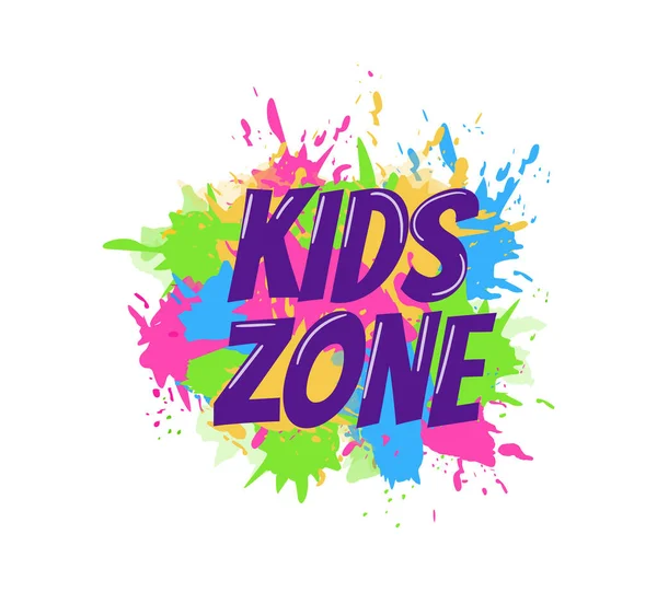 Kids Zone Unterhaltung Kindische Banner Etikett Aufkleber Abzeichen Logo Buntes — Stockvektor