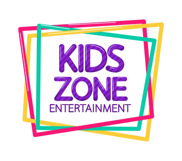 Kids Zone Entertainment Kinderachtige Banner Label Sticker Badge Logo Cartoon Rechtenvrije Stockillustraties