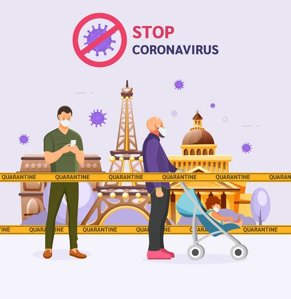 Coronavirus China Wuhan Coronavirus 2019 Ncov Gruppenmitglieder Mit Mundschutz Schutz — Stockvektor