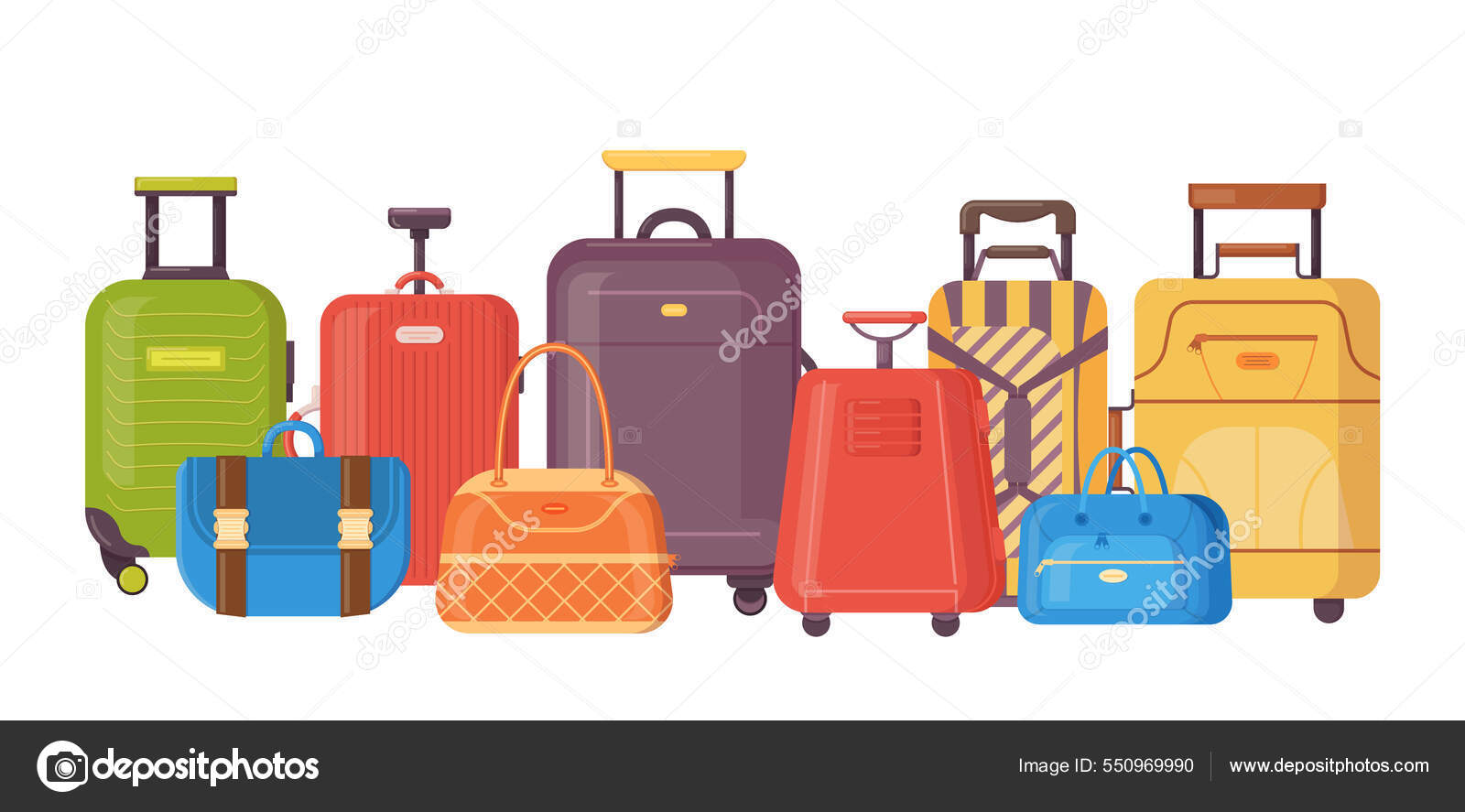 Maletas Plástico Mochilas Bolsas Para Equipaje Maletas Viaje Con vector, gráfico vectorial © ideyweb imagen #550969990