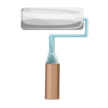 Beyaz arka planda stilize edilmiş boya silindirinin gerçekçiliği. EPS 10. Kavram. Çizgi film