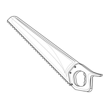 Beyaz arka planda stilize bir testerenin vektör gerçekçiliği. EPS 10. Kavram. Çizgi film