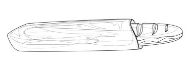 Beyaz arka planda izole edilmiş bir somun ekmeğin vektör görüntüsü. Taslak tarzı. EPS 10