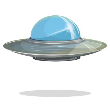 Tanımlanamayan bir uçan daire görüntüsü. Beyaz arka planda izole edilmiş. EPS 10. Çizgi film biçimi.