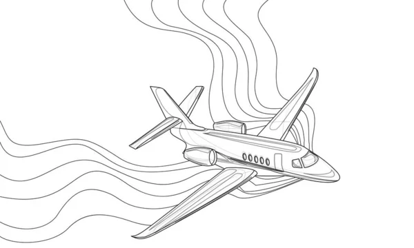 Imágenes Vectoriales Avión Dejando Rastro Cielo Lugar Para Una Inscripción — Vector de stock